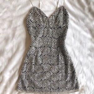 Gianni Bini Elana Silver Makes Me Wish sequin mini dress